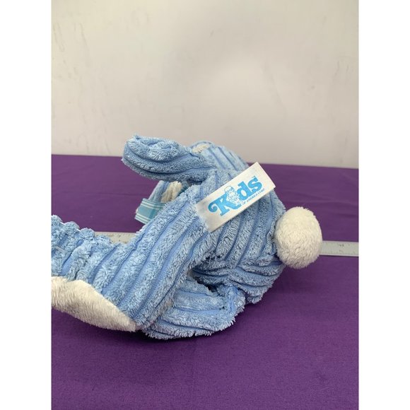 Kids of America Corp Blue Corduroy Plush Stuffed Animal Bunny Blue Bow Pink Plas - Picture 7 of 11